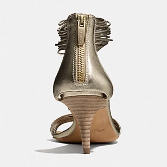 NWT COACH Manya Super Soft Dress Sandals Gold kitten heal size 6.5 metallic - Picture 7 of 11